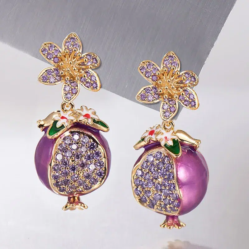 Pomegranate Metal Earrings