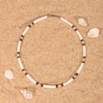 White Beaded Puka Sell Necklace
