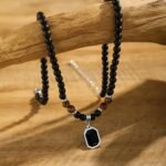 Men Black Puka Shell Necklace