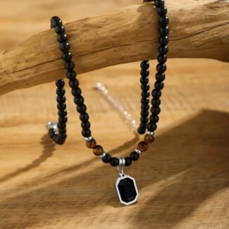 Men Black Puka Shell Necklace