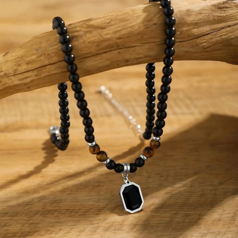Men Black Puka Shell Necklace